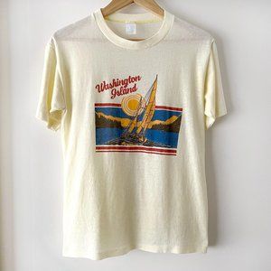 Vintage Washington Island WI Door County Threadbare Single Stitch Sail T-shirt